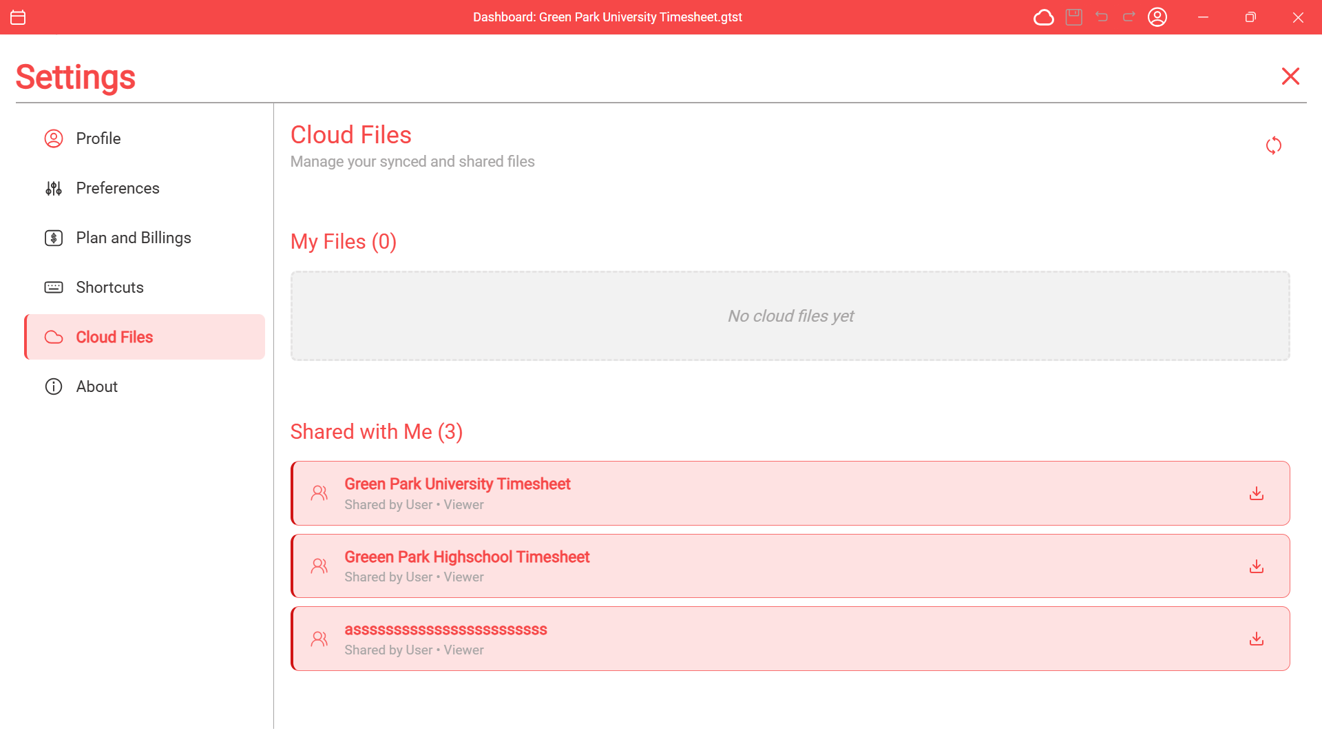 Cloud files in desktop app