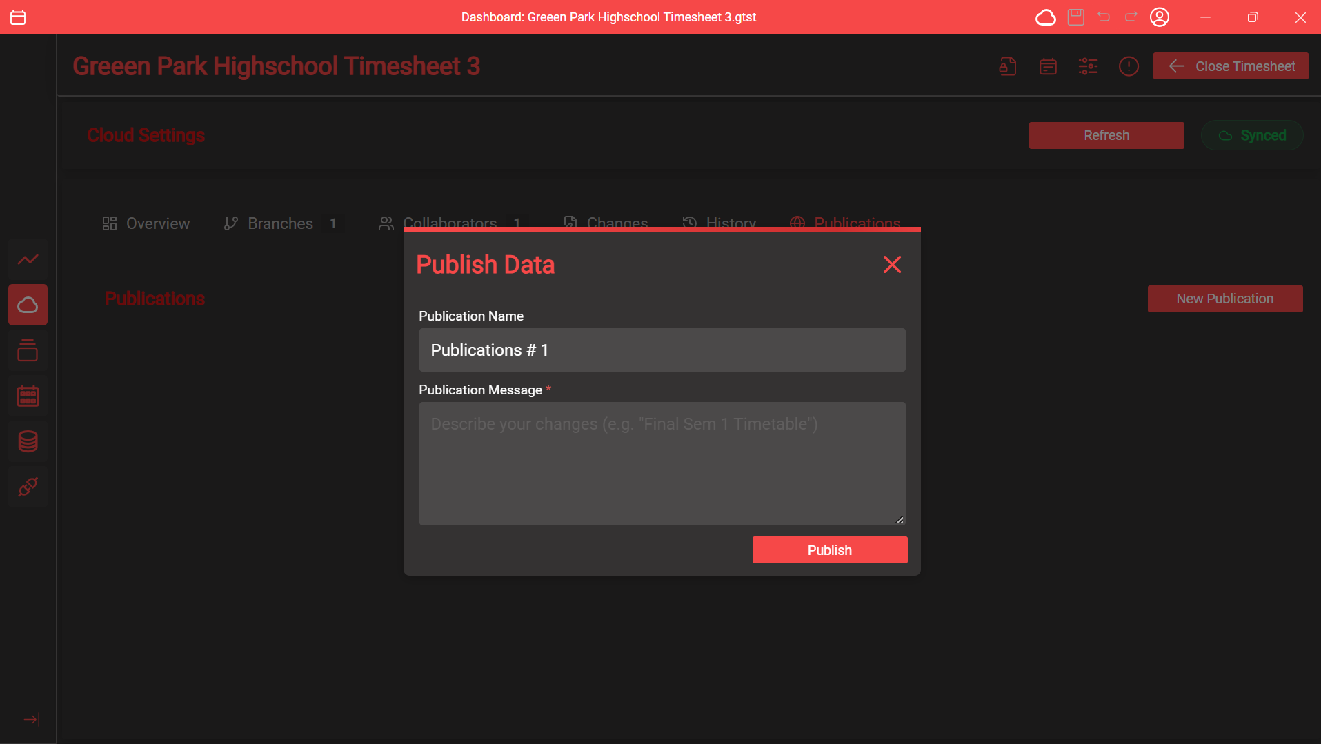 New publication popup